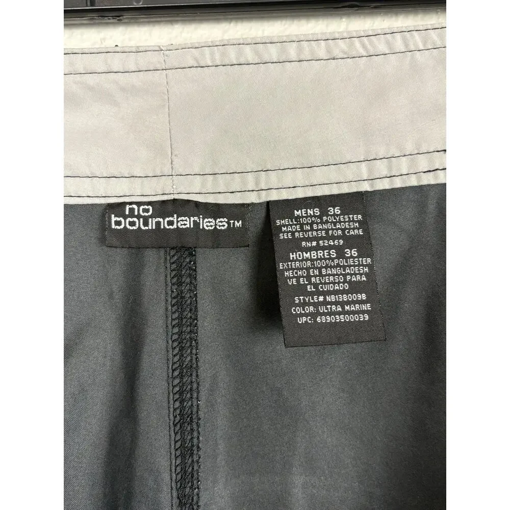 No Boundaries 2010s Size 36 Blue Black Flame Print Polyester Men’s Swimtrunks